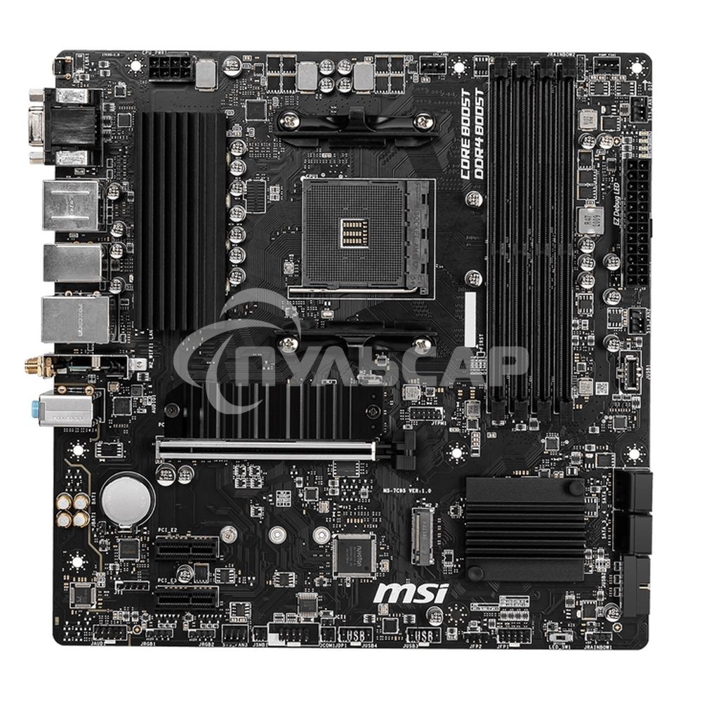 Материнская плата MSI B550M PRO-VDH WIFI, AM4, AMD B550, 4xDDR4, 4xSATA, 2xM.2, 1xPCIe 4.0 x16, 2xPCIe x1, 1xDisplayPort, 1xHDMI, 1xVGA, 1x 1Gb LAN, 2xUSB 2.0, 4xUSB 3.2 Gen 1, 3x3.5 мм, 7.1, mATX