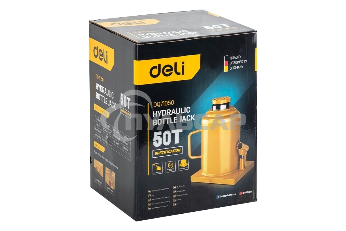 Домкрат бутылочный гидравлический Deli DQ71050 макс.грузоподъемность 50 т