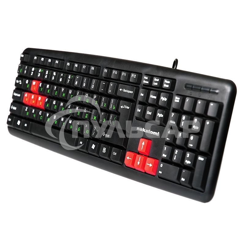 Клавиатура проводная NAKATOMI KN-02U USB черный-красный