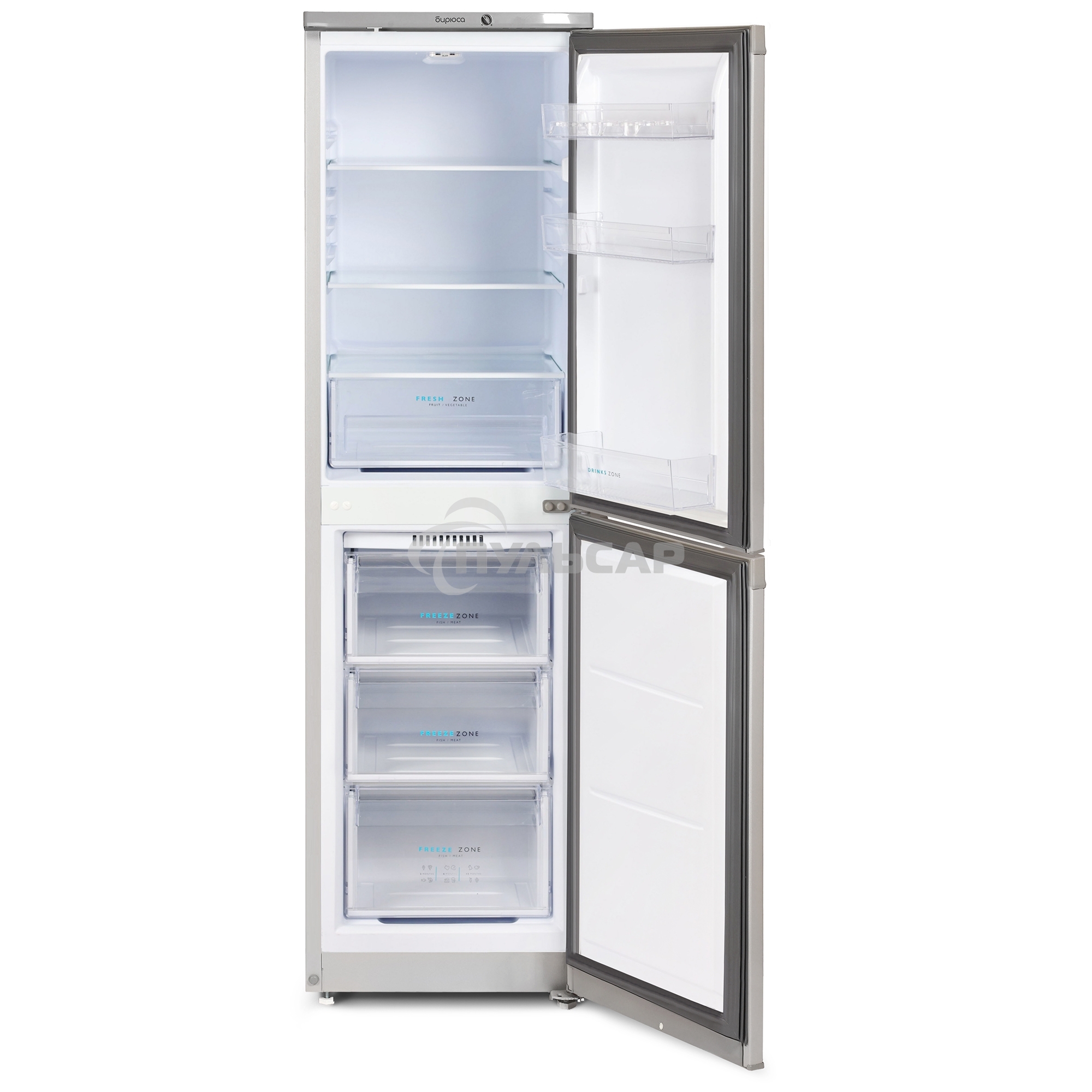 Холодильник Бирюса M420 металлик двухкамерный 125/80л морозилка снизу