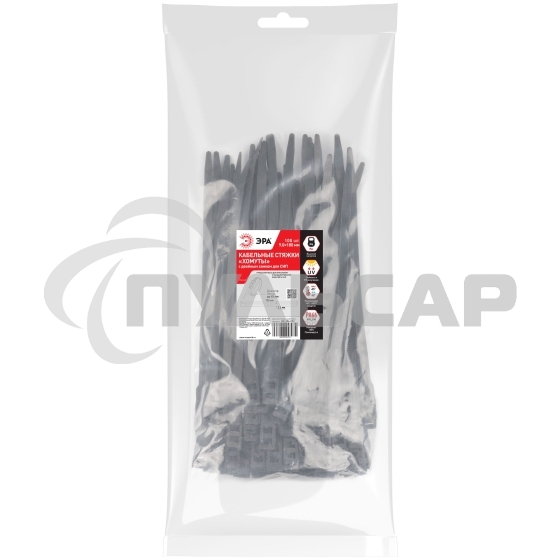 Хомут кабельный для СИП 9.0х180 с горизонт. замком NO-224-592 черный (уп.100 шт) Эра Б0066054