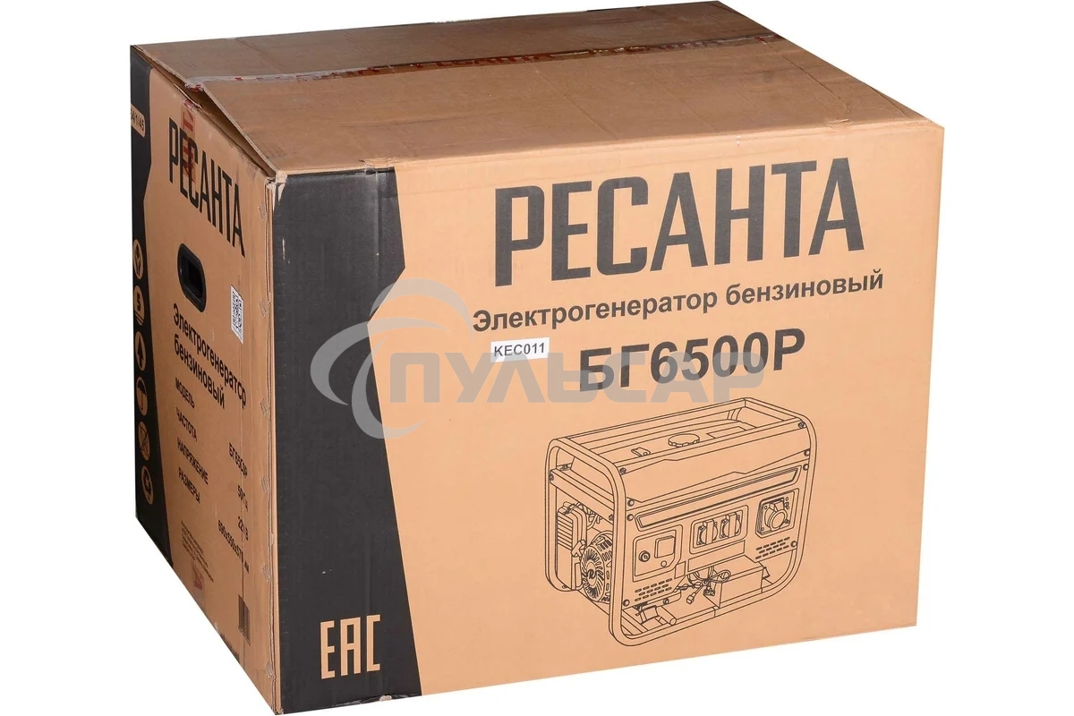 Электрогенератор бензиновый Ресанта БГ 6500 Р, 5.5 кВт, 66 дБ, 72.8 кг
