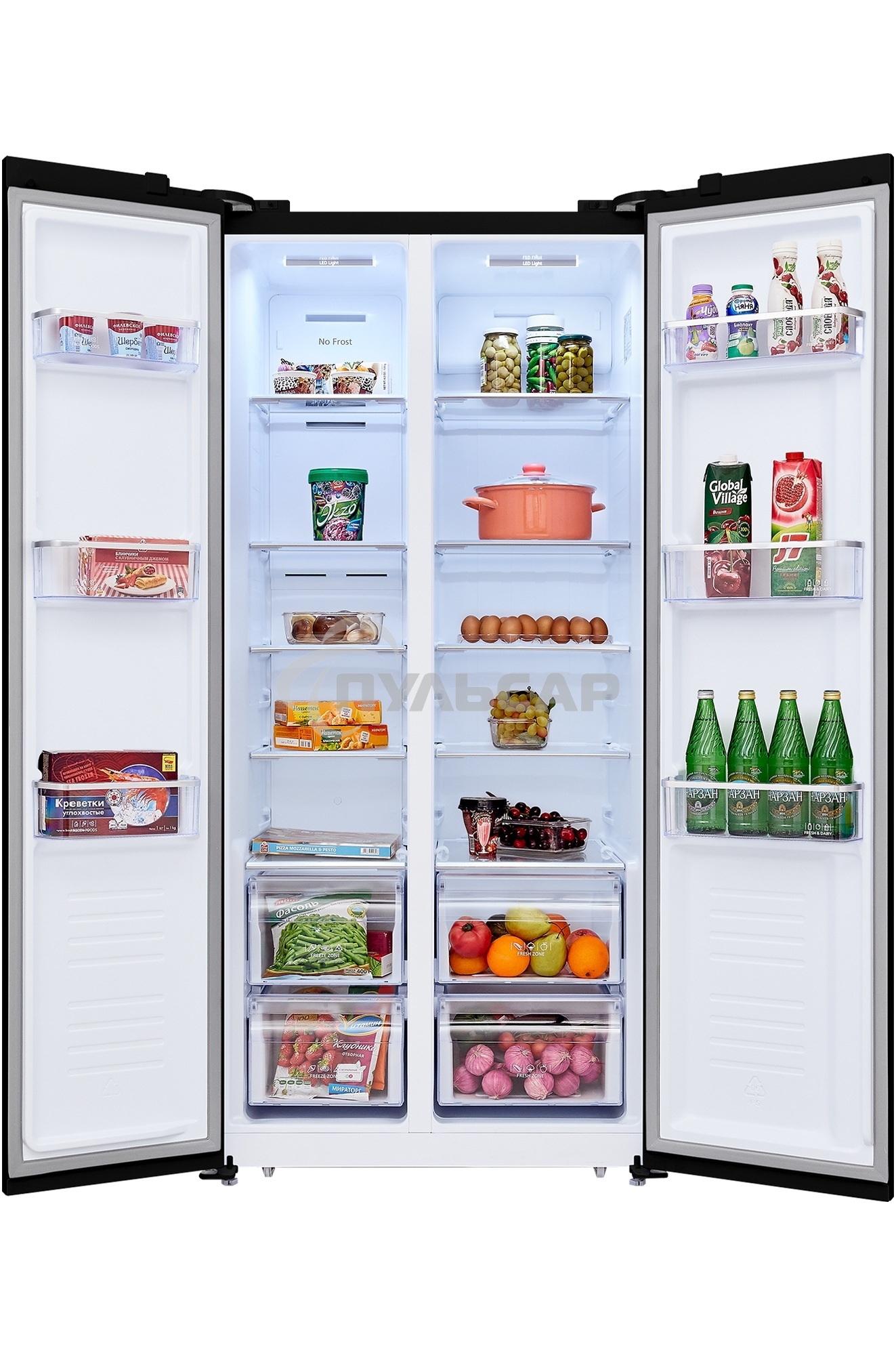 Холодильник HIBERG RFS-480DX NFB инвертер графитовый черный двухкамерный 271/165л морозилка сбоку Side-by-Side