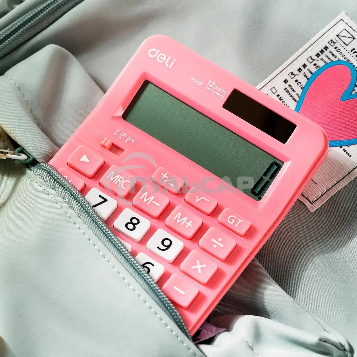 Калькулятор настольный Deli EM210FPINK розовый 12-разр.