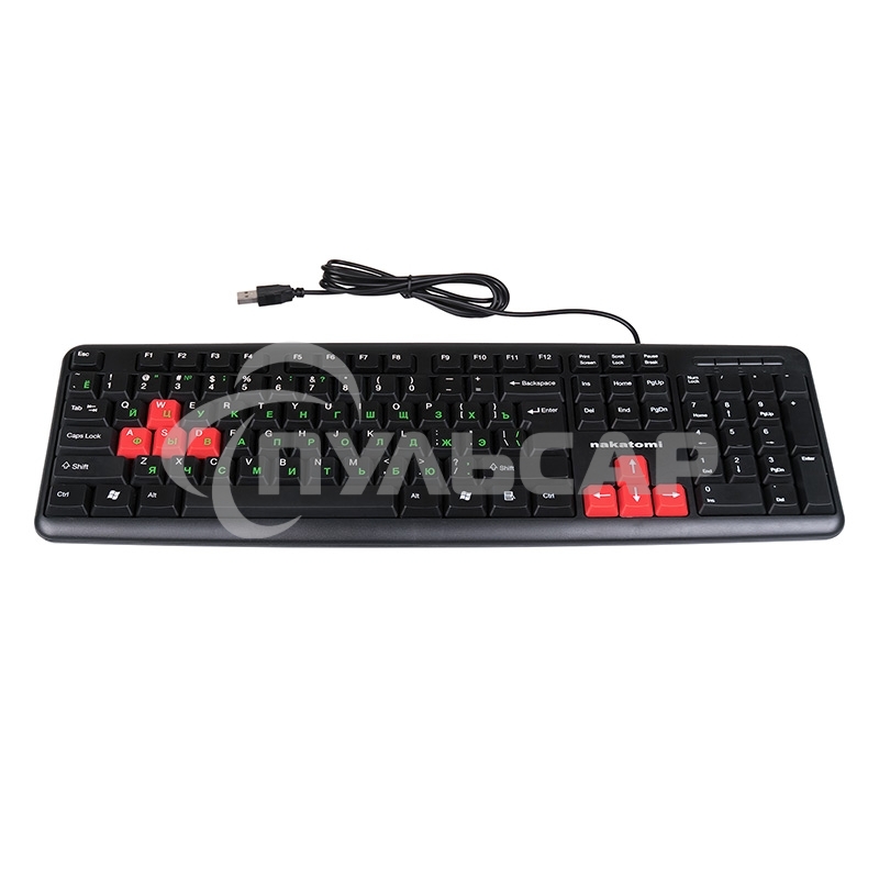 Клавиатура проводная NAKATOMI KN-02U USB черный-красный