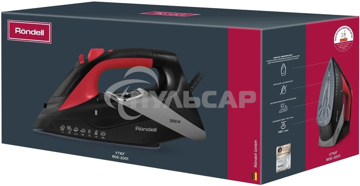 Утюг Rondell RDE-2001, 3050Вт, черный