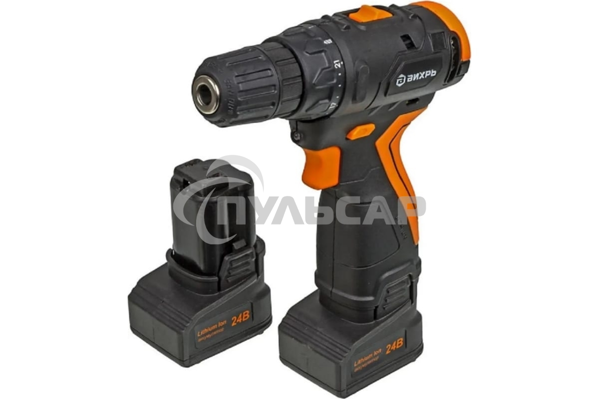 Дрель-шуруповерт Вихрь ДА-24Л-2К/Б 72/14/24, Аккумуляторная, 24В, 2 АКБ, Кейс