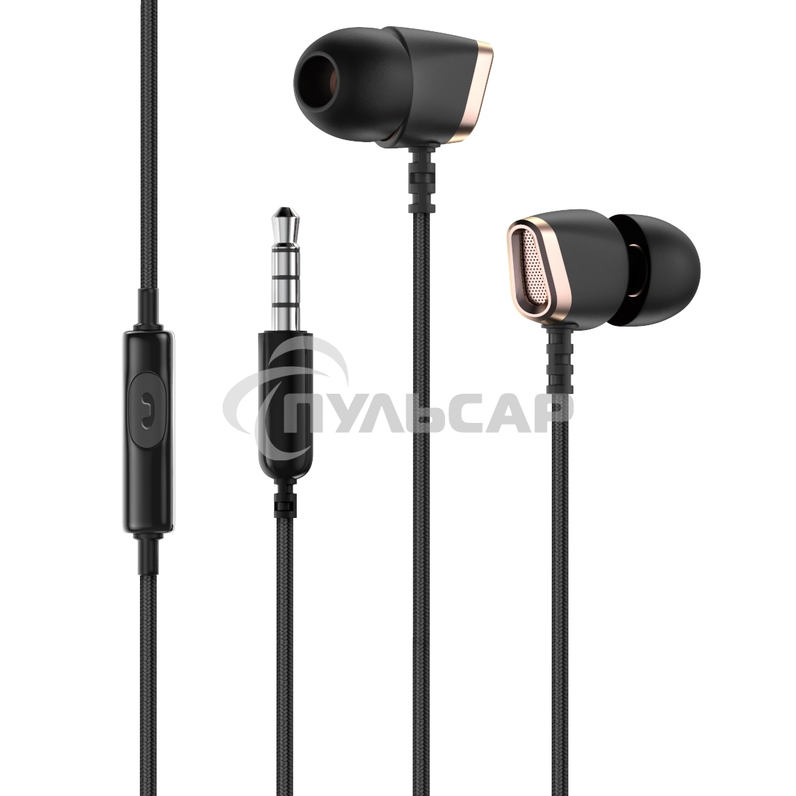 Наушники-гарнитура OLMIO Flame 3.5мм, черные, пластик, с микрофоном и кнопкой ответа