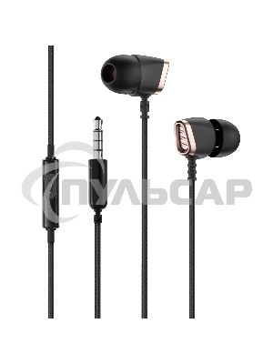 Наушники-гарнитура OLMIO Flame 3.5мм, черные, пластик, с микрофоном и кнопкой ответа