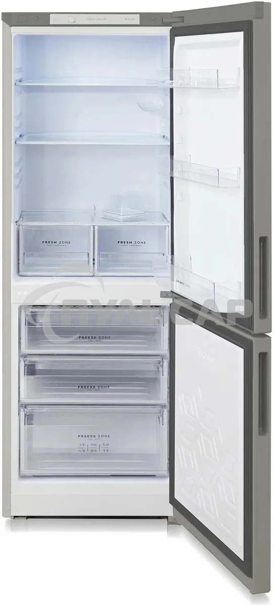 Холодильник Бирюса Б-M6033 металлик двухкамерный 210/100л морозилка снизу