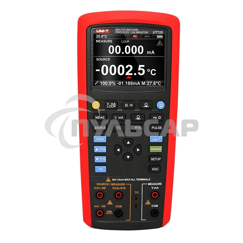 Калибратор температуры UNI-T UT725, калибровка мА, Вт, температура, частота, сопративление