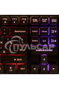 Клавиатура проводная KG-23U BLACK Nakatomi Gaming - игровая с RGb-подсветкой, USB, черная