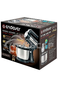 Миксер Endever Sigma-12 c чашей, черный/стальной, 800 Вт, 2 вида насадок, 5 скоростей