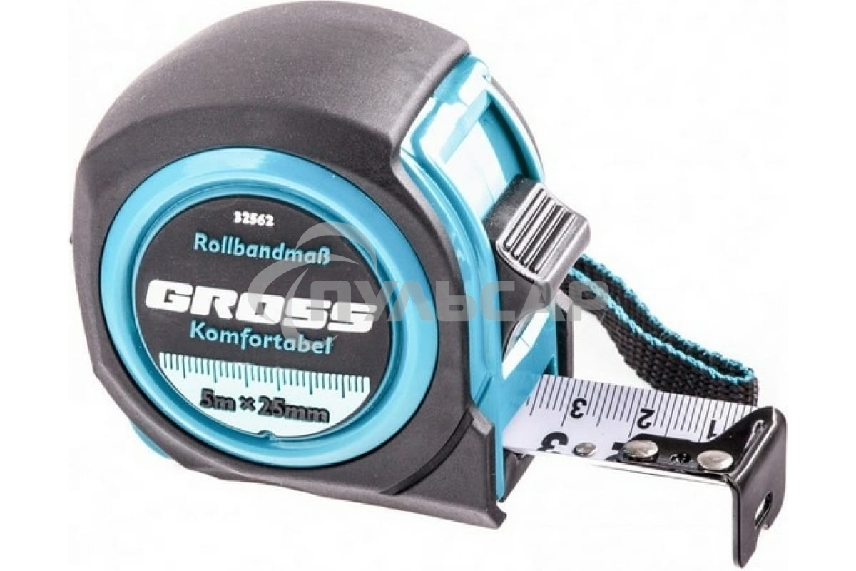 Рулетка Komfortabel, 5 м х 25 мм, обрезиненный корпус Gross
