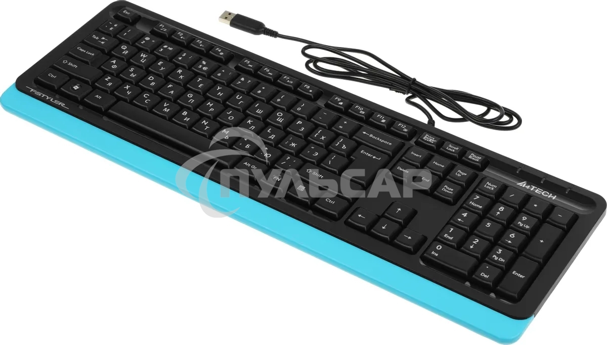 Клавиатура проводная A4Tech Fstyler FK10, USB, черный/синий
