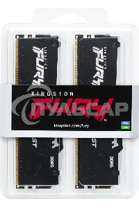 Оперативная память Kingston Fury Beast, DDR5, 16Gb (2x8Gb), 6000MHz, CL36, DIMM, с радиаторами, RGB, черный