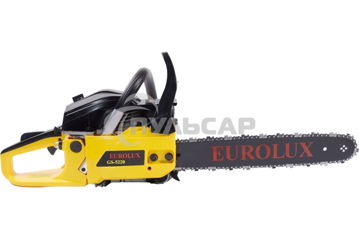 Бензопила Eurolux GS-5220 2400 Вт,Длина шины мм / дюймы 505 / 20” Объем двигателя см3 52 70/6/8