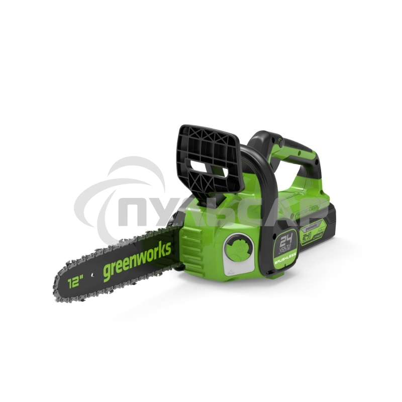 Цепная пила аккумуляторная GreenWorks GD24CS30K4, 24V, 30см, бесщеточная, c АКБ 4 А·ч и ЗУ (2007007UB)