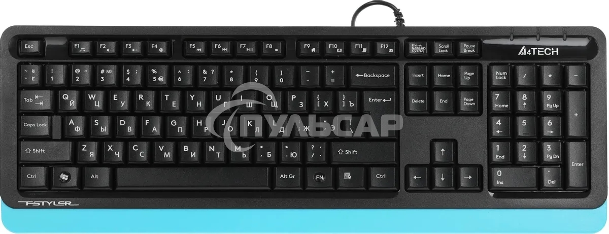 Клавиатура проводная A4Tech Fstyler FK10, USB, черный/синий