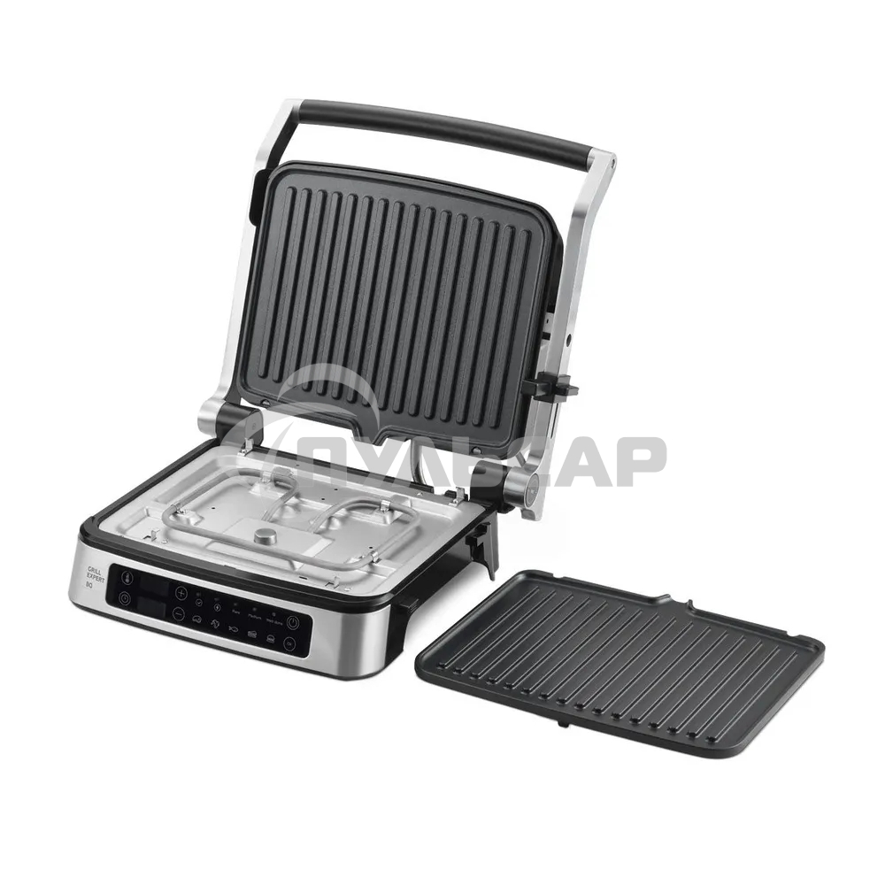 Электрический гриль BQ GR1008 Metallic Gray. Мощность:2200 Вт, Съемные пластины, Сенсорное управление, Две съемные пластины из литого алюминия с антипригарным покрытием, 5 автоматических режимов и возможнсть индивидуальной настройки, Крышка прибора открыв