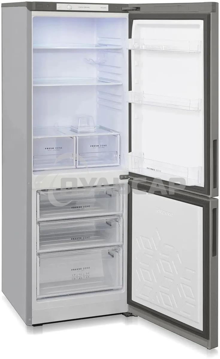 Холодильник Бирюса Б-M6033 металлик двухкамерный 210/100л морозилка снизу