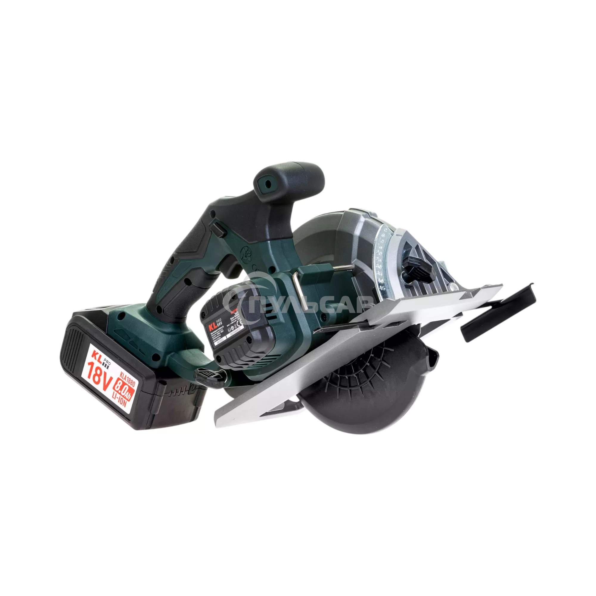 Профессиональная пила циркулярная бесщеточная KLPRO KLDAT18B-80 (18 В / 8,0 А·ч, 3650 об/мин, 165мм)