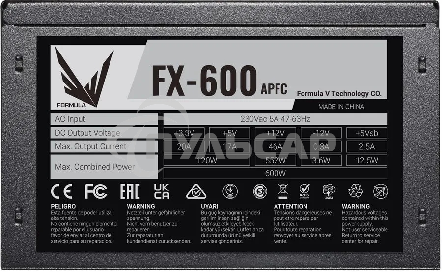 Блок питания Aerocool / Formula FX-600 RTL, 600Вт, 120мм, черный