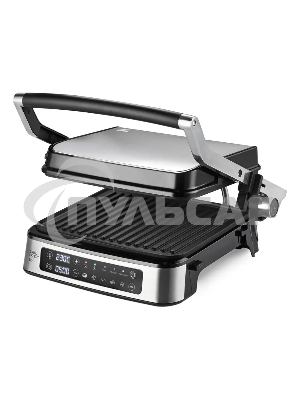 Электрический гриль BQ GR1008 Metallic Gray. Мощность:2200 Вт, Съемные пластины, Сенсорное управление, Две съемные пластины из литого алюминия с антипригарным покрытием, 5 автоматических режимов и возможнсть индивидуальной настройки, Крышка прибора открыв