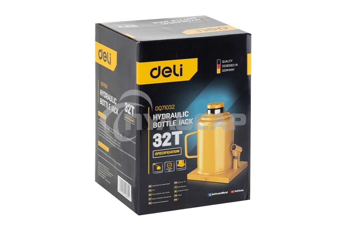 Домкрат бутылочный гидравлический Deli DQ71032 макс.грузоподъемность 32 т