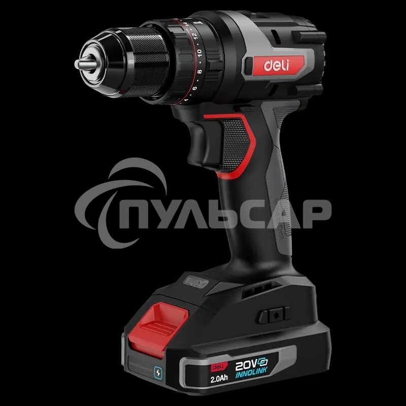 Дрель-шуруповерт Deli DE-DZ20-1D2, Аккумуляторная, 20В, 2 АКБ, Сумка