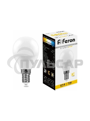 Лампа светодиодная Feron LB-95 7W 230V E14 2700K G45