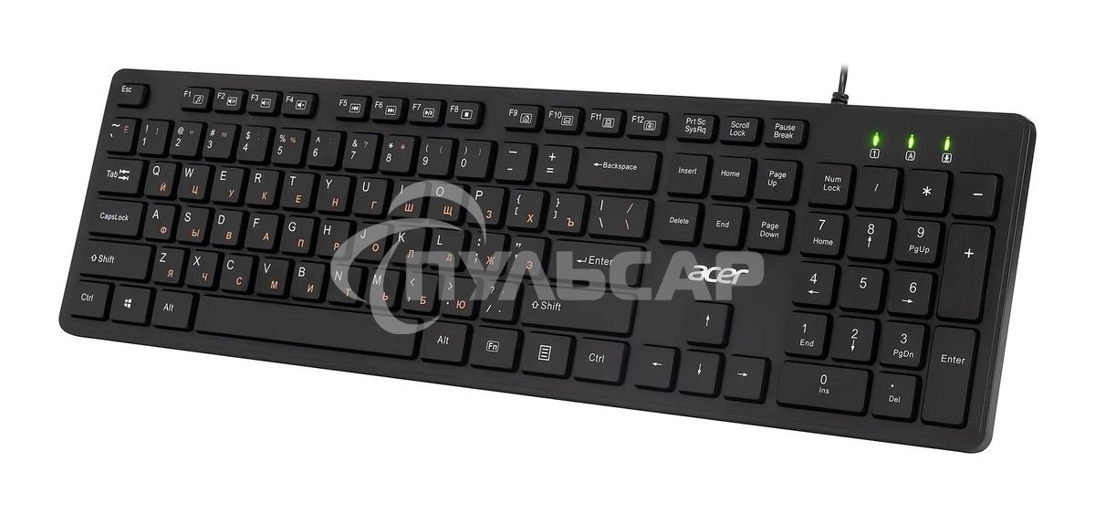 Клавиатура проводная Acer OKW122, USB, черный