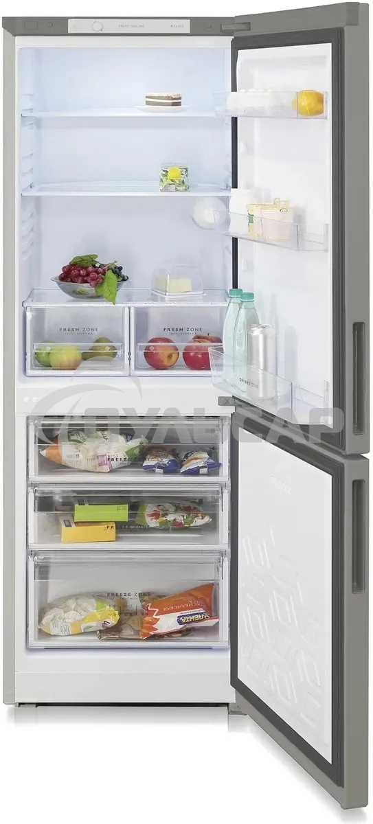 Холодильник Бирюса Б-M6033 металлик двухкамерный 210/100л морозилка снизу