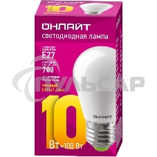 Лампа светодиодная ОНЛАЙТ 61968 OLL-G45-10-230-2.7K-E27