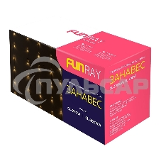 Гирлянда светод. Funray Занавес CL-200W, 2,1*1,5м, 200LED, хол.белый, прозрачный шн. 1,5м,220в, IP20