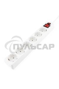 Сетевой фильтр Гарнизон ECL-6-W-5, 6р, 10А, 5м, ур.защиты 4, белый, пакет