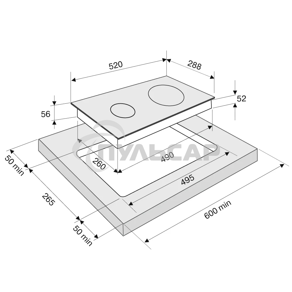 Индукционная варочная панель Krona ERDE 30 BL 2BFTS черный