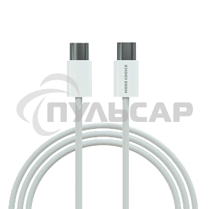Кабель MORE CHOICE (4620202550385) K77a нейлон USB 3.0A PD 100W для Type-C Type-C 1 м белый