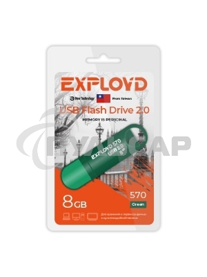 Флешка USB Exployd 8 Gb 570 зеленый EX-8 Gb-570-Green