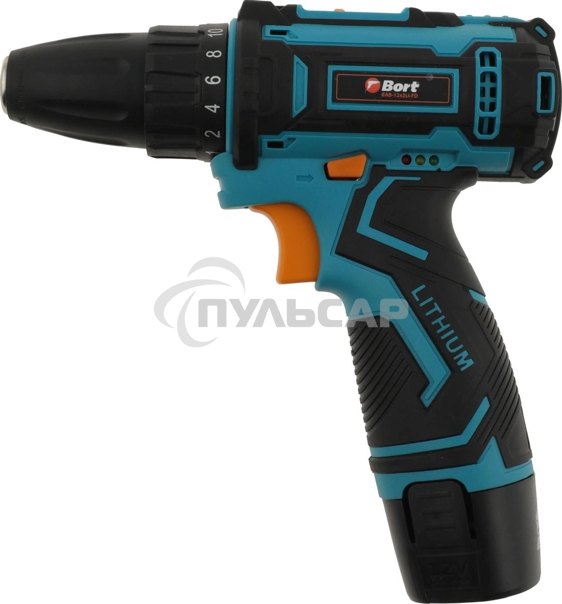 Дрель-шуруповерт Bort BAB-12x2Li-FD, Аккумуляторная, 12В, 2 АКБ