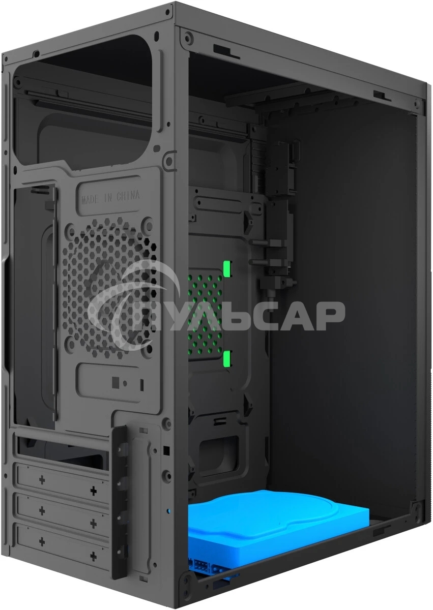 Компьютерный корпус с блоком питания 450Вт. Case Forza mATX, 450W, 2xUSB 2.0, Black, w/o FAN, 8 см fan PSU, power cord