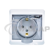 Розетка 1-м СП Этюд защ. шторки с заземл. IP44 белый  SchE PC16-044B