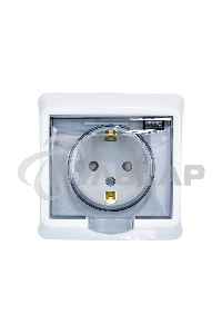 Розетка 1-м СП Этюд защ. шторки с заземл. IP44 белый  SchE PC16-044B