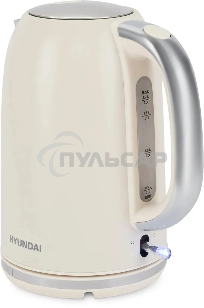 Чайник электрический Hyundai HYK-S9900 1.7л. 2200Вт молочный/серебристый корпус: металл