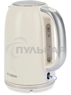 Чайник электрический Hyundai HYK-S9900 1.7л. 2200Вт молочный/серебристый корпус: металл