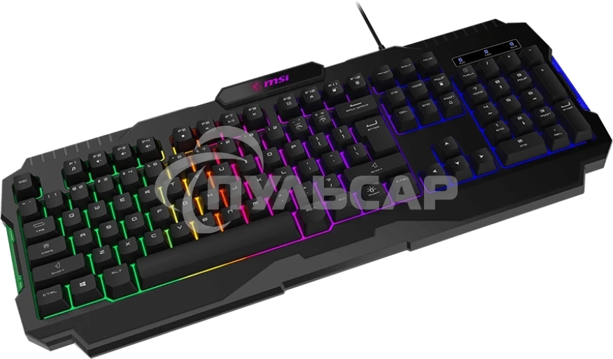 Клавиатура проводная MSI FORGE GK100, Wired, RGb lighting, Anti-ghosting Capability, Black