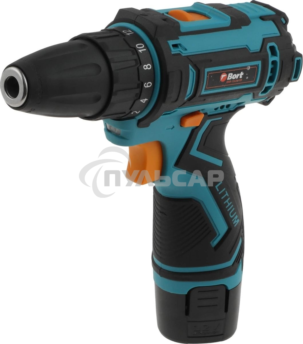 Дрель-шуруповерт Bort BAB-12x2Li-FD, Аккумуляторная, 12В, 2 АКБ
