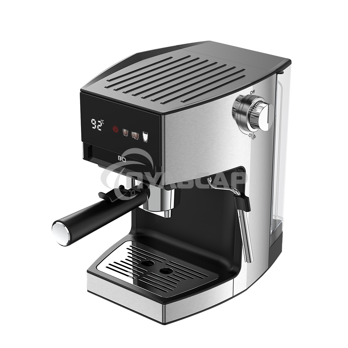 Кофеварка рожковая+капсульная BQ CM3003 стальной/черный, исп. кофе - молотый/капсулы Dolce gusto, Nespresso, 1 л, 950 Вт, 19 бар