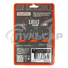 Кабель Qumo light series, USB-Type C, 1м, 5В, 1A, опл. PVC, кон. PVC, круглый, черный