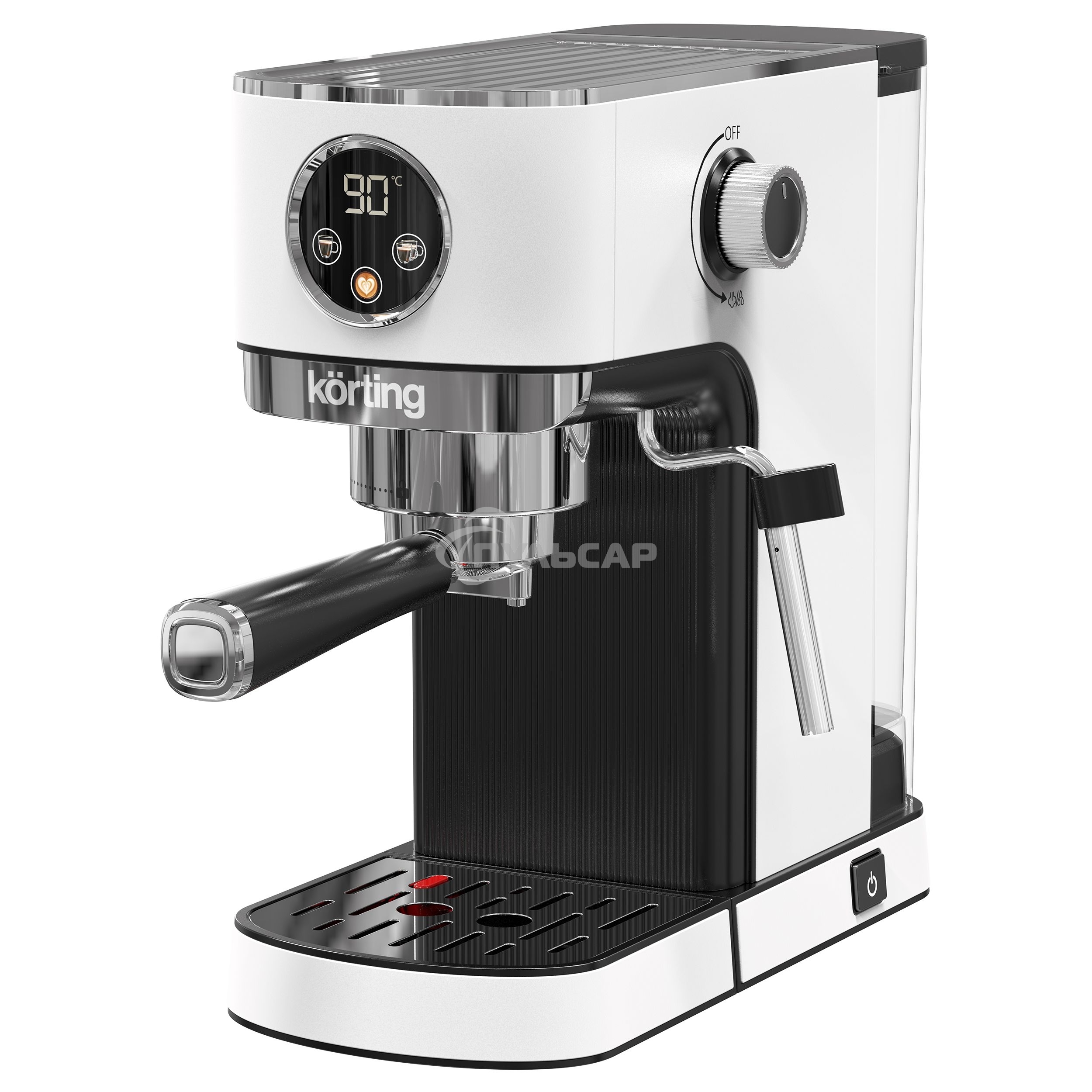 Кофеварка рожковая Korting KCM 1003 EW белый, исп. кофе - молотый, 1.2 л, 1350 Вт, 20 бар
